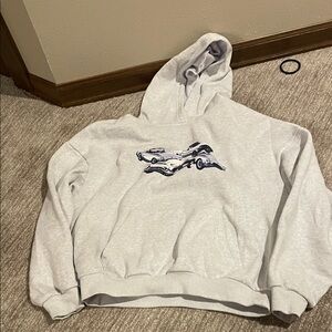 Edikted Light Gray Hoodie with Car Graphic
